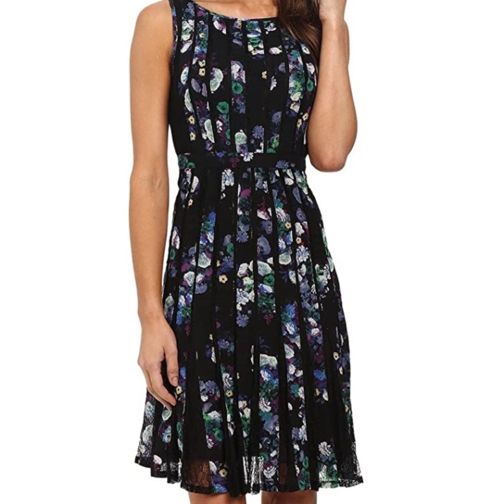 Adrianna Papell Fractured Floral Fit and Flare Dress